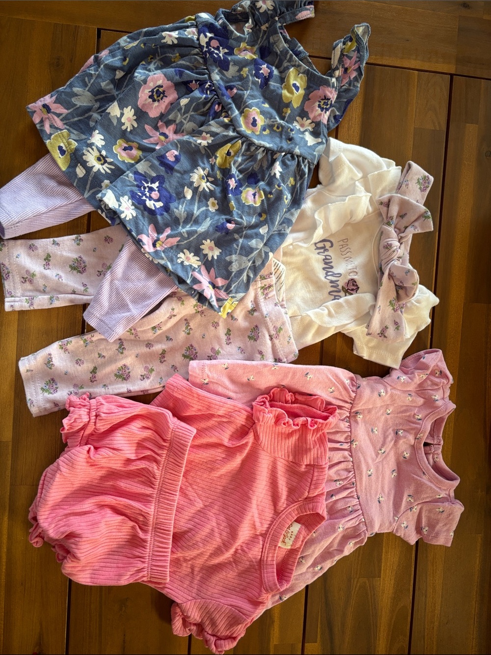 Carter's Floral Navy, Pink and White Baby Matching Sets